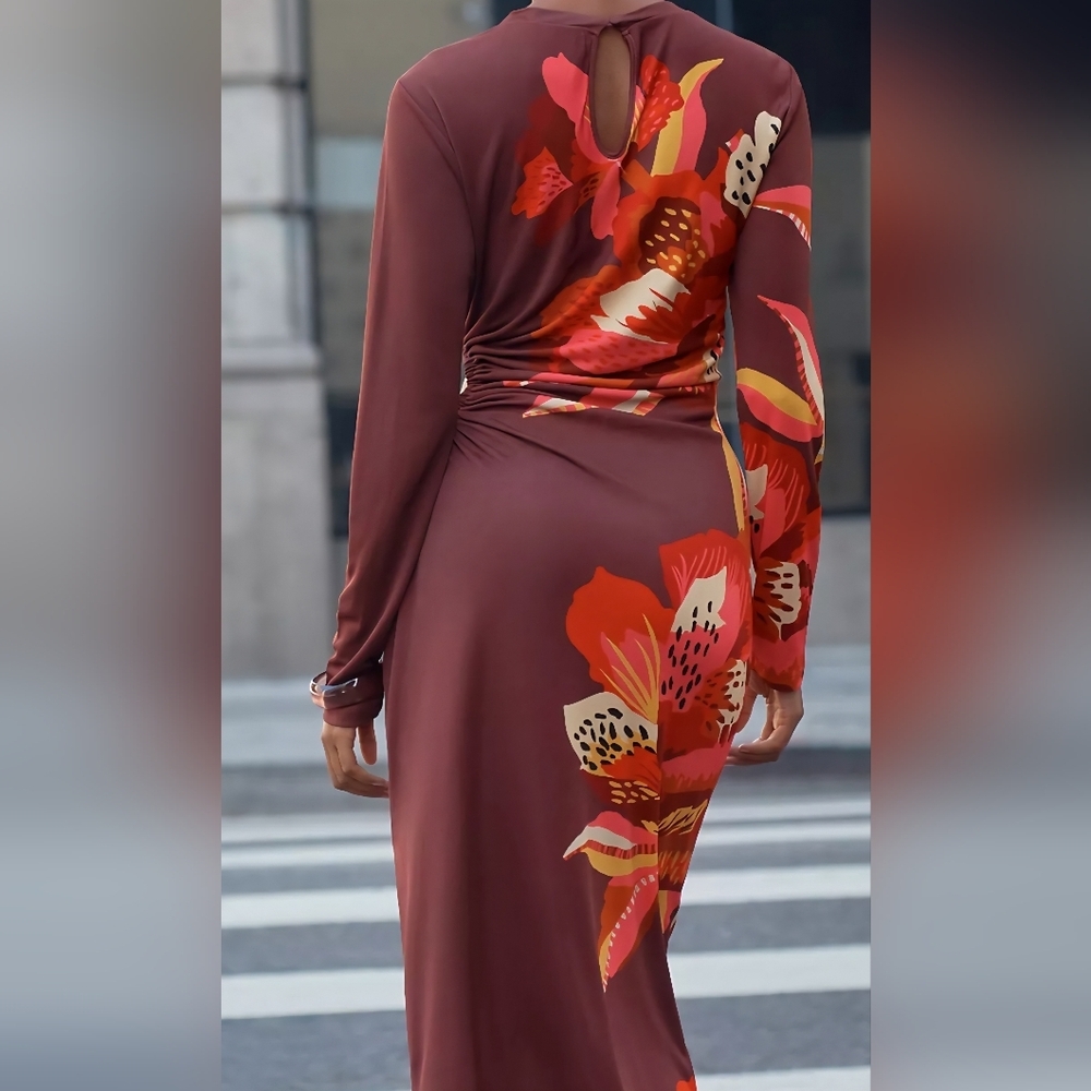 Farm Rio x Anthropologie Long Sleeve Jersey Midi Dress,Color Lucia Floral,$228 - Picture 3 of 16